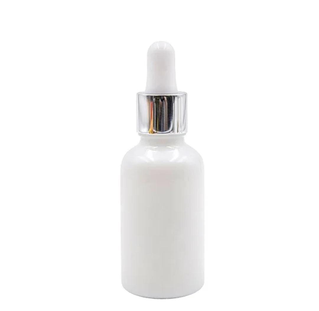 Flacon Compte-Goutte En Porcelaine Blanc De 15ml a 100ml Avec Bouchon Argenté-Blanc – Image 3
